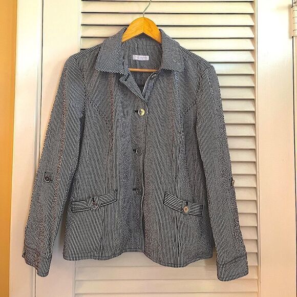 CHARTER CLUB | petite seersucker jacket Medium - Picture 1 of 8